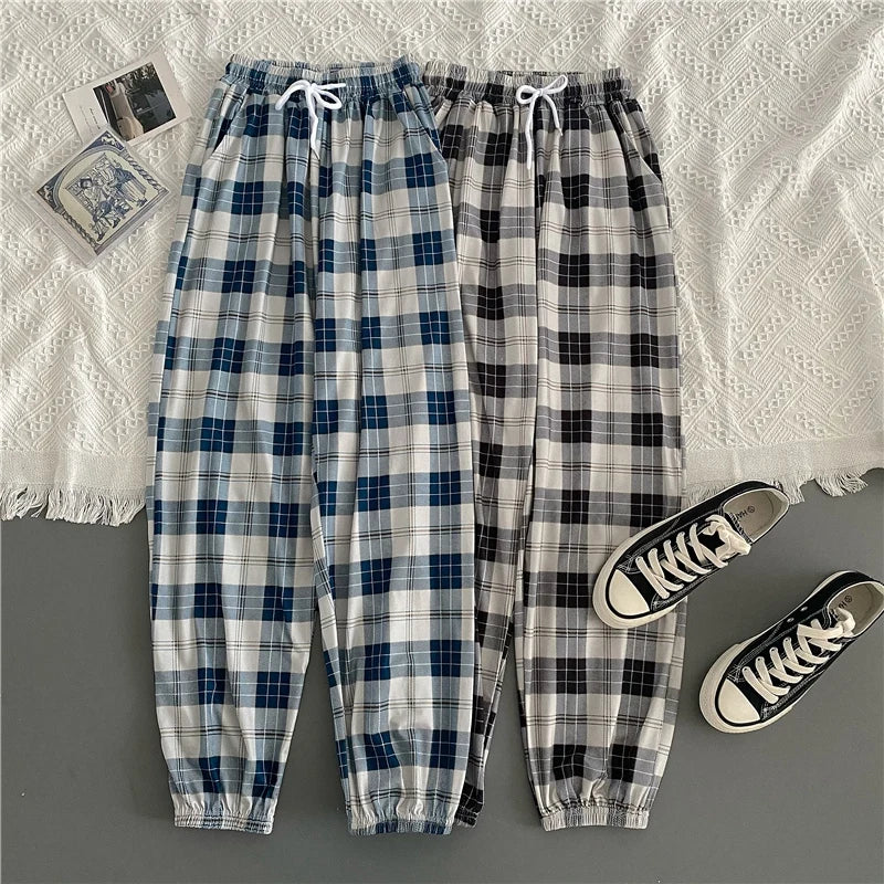 Loose Plaid Women Trousers