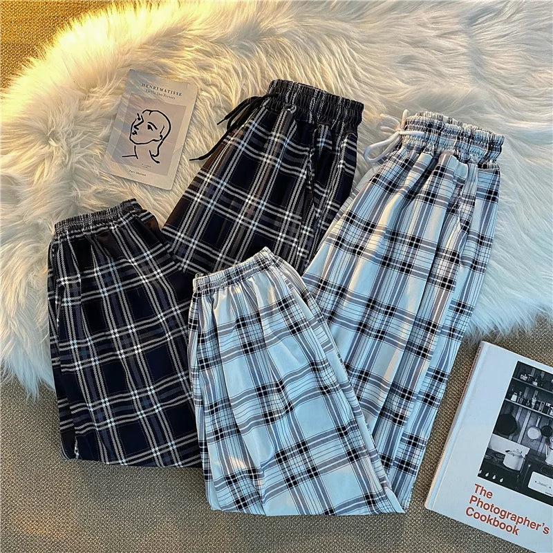 Loose Plaid Women Trousers