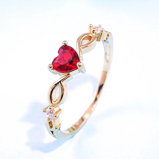 Huitan Heart Ring Multi Colored