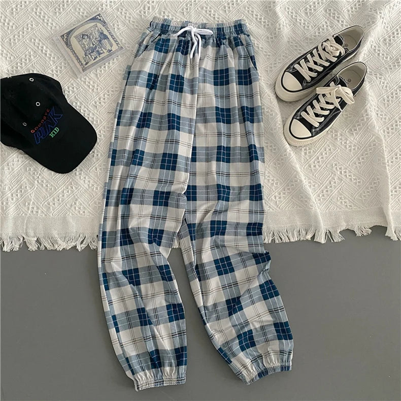 Loose Plaid Women Trousers
