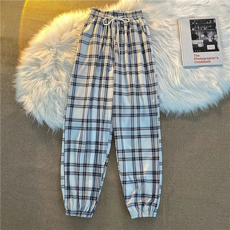 Loose Plaid Women Trousers