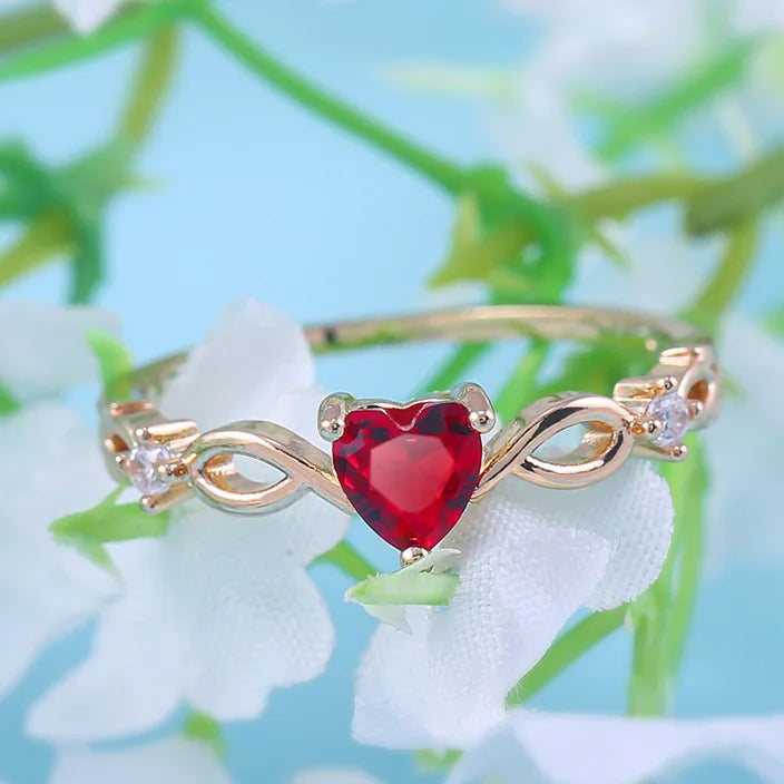 Huitan Heart Ring Multi Colored