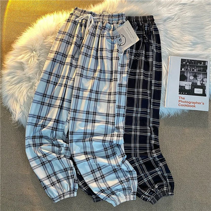 Loose Plaid Women Trousers