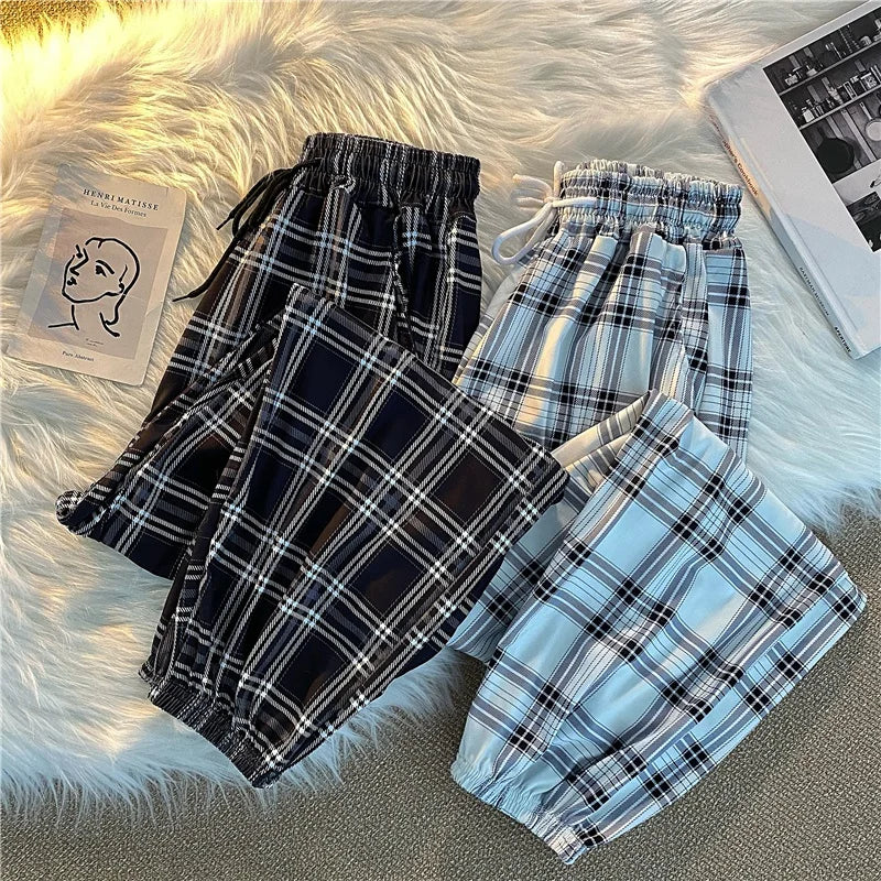 Loose Plaid Women Trousers