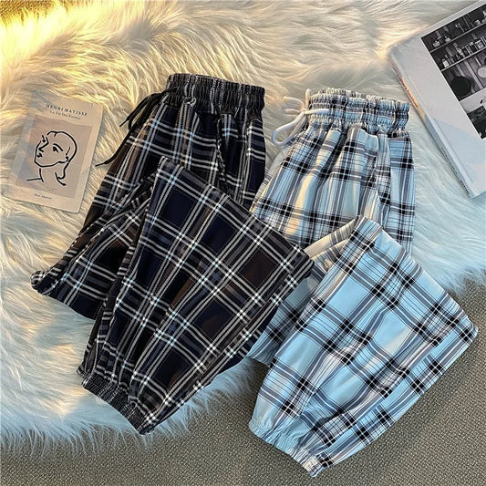 Loose Plaid Women Trousers