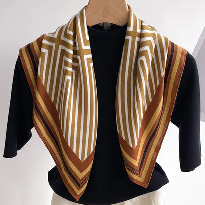 Multi-Colored Stripped Shaped Silk Scarf