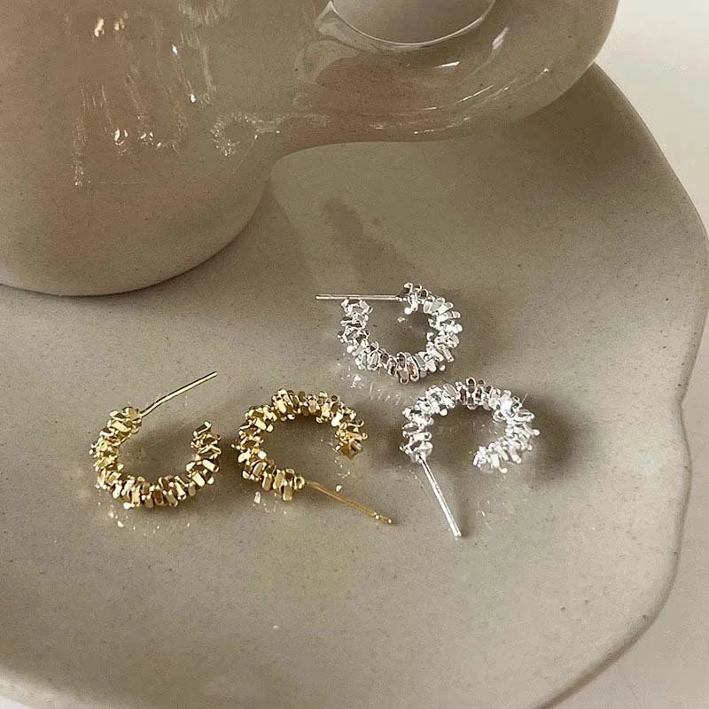 Elegant Exquisite Irregular C-Shaped Hoop Earrings