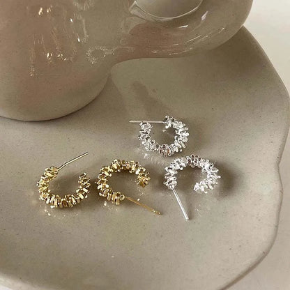 Elegant Exquisite Irregular C-Shaped Hoop Earrings