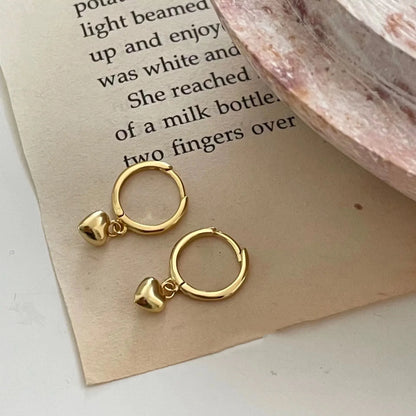 925 Hoop Heart Sterling Simple Earrings