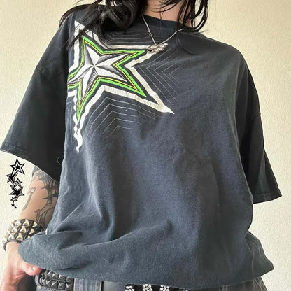 Y2K Graphic Oversized Star Cyber T-Shirt