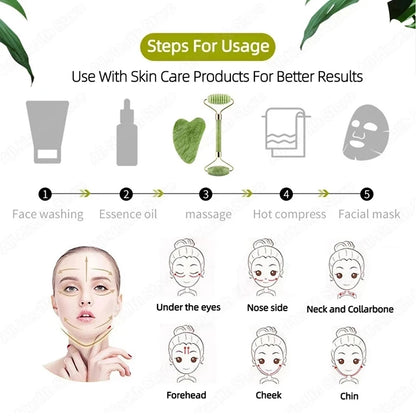 Gua Sha Jade Massage Roller Set