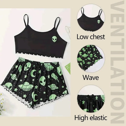 Camisole Comfy Alien Stars Pajama Set