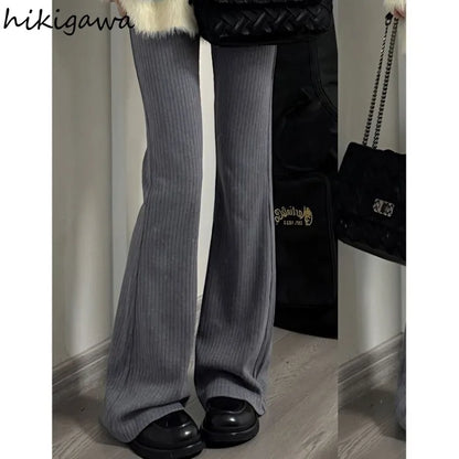 Casual Slim Fit High Waist Flare Trousers