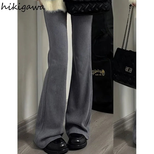 Casual Slim Fit High Waist Flare Trousers