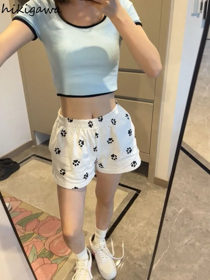 Cute Cat Printed Summer House Shorts