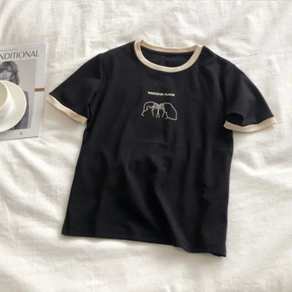 Cute Whisper Weekend Plan Graphic Printed T-shirt
