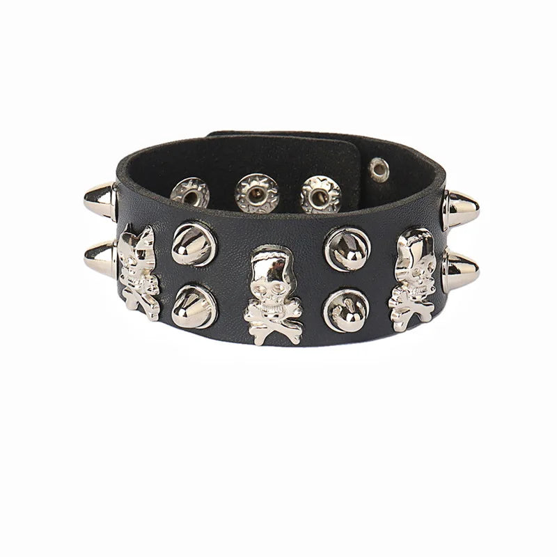 Dark Gothic Punk Star Leather Bracelet Sets