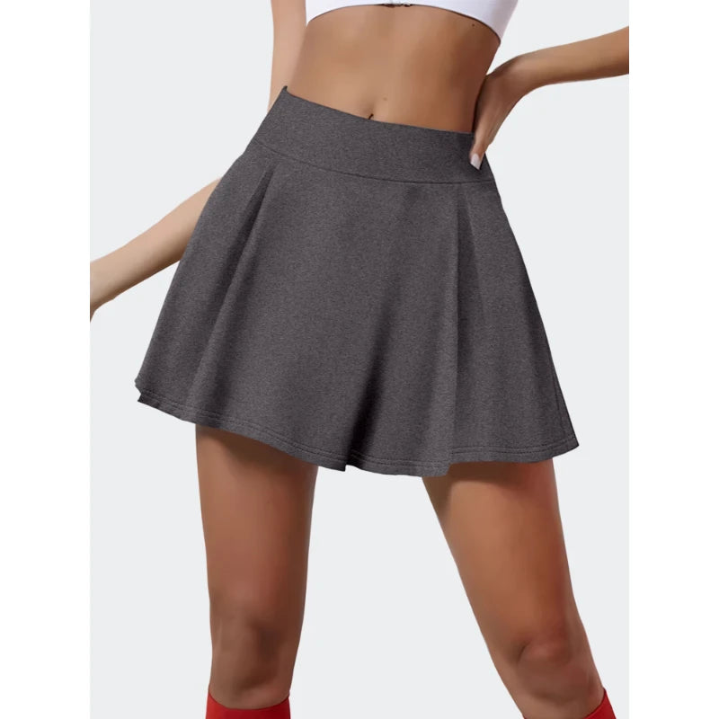 Women's Short Dresses Trendy Street Solid Colour Personality Skirt Simple Irregular Hem Design Skirt with Safety Shorts