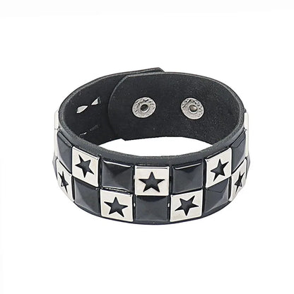 Dark Gothic Punk Star Leather Bracelet Sets