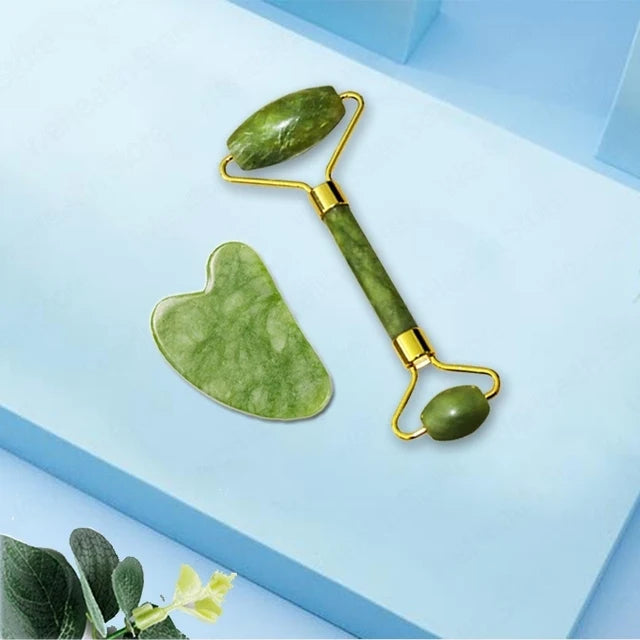 Gua Sha Jade Massage Roller Set