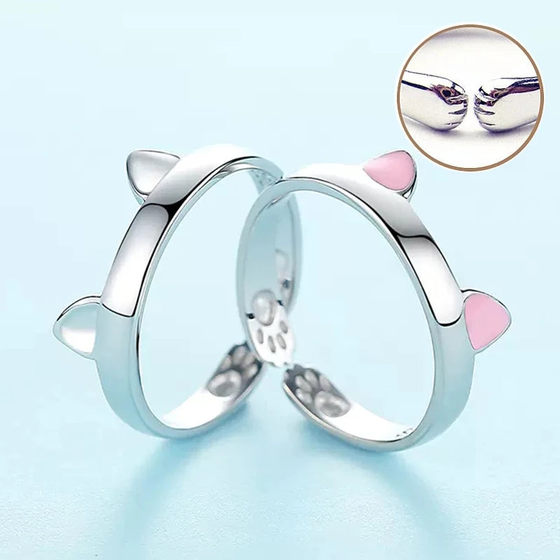 Cute Cat Ear Paw Finger Rings