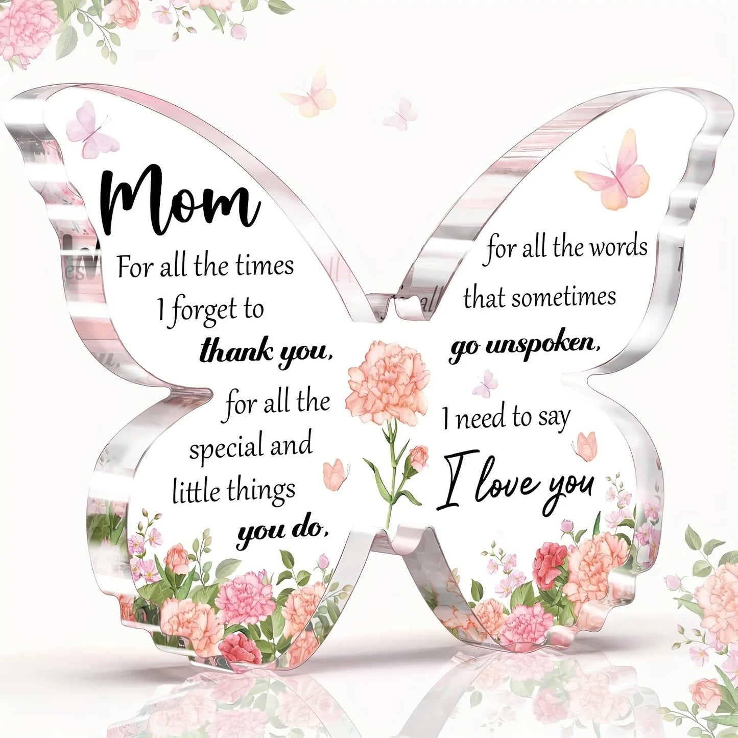 Plastic Engraved Mother's Day Butterfly Display