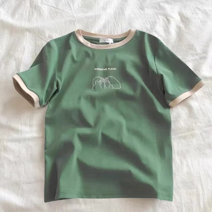 Cute Whisper Weekend Plan Graphic Printed T-shirt