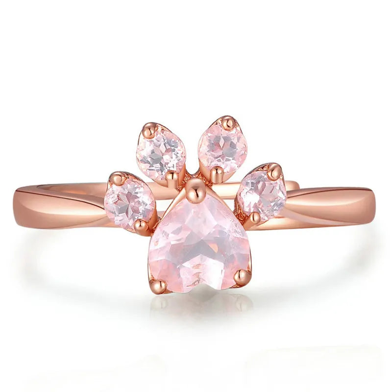 Small Cat Claw Rose Gold Crystal Ring