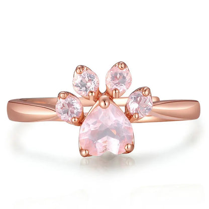 Small Cat Claw Rose Gold Crystal Ring