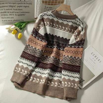Autumn Japanese Jacquard Pullover Knitted Sweater