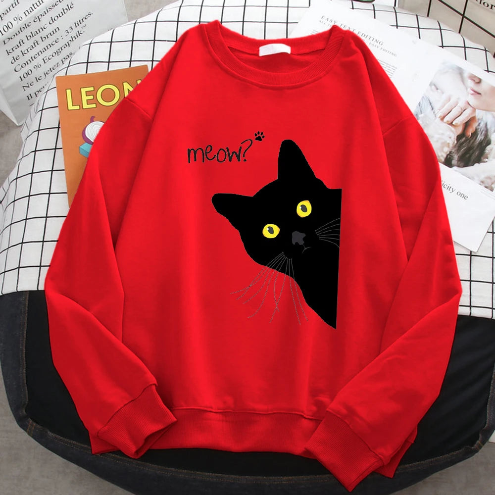 Holiday Curious Meow Black Cat Sweater