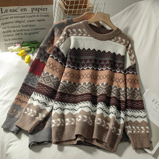 Autumn Japanese Jacquard Pullover Knitted Sweater