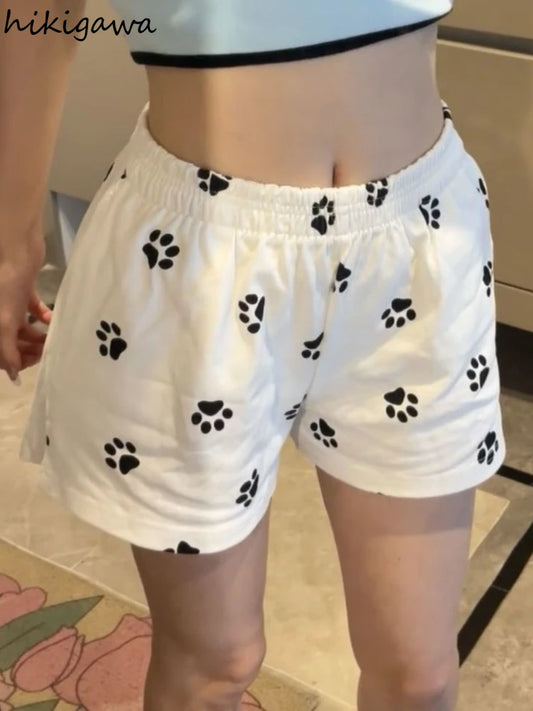Cute Cat Printed Summer House Shorts