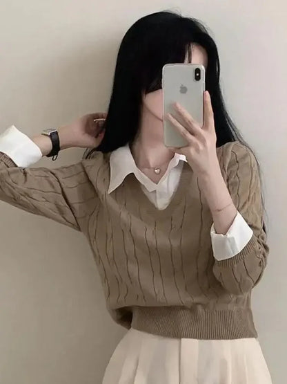 Fashion Winter Knitted Casual V-Neck Jumper Pullover