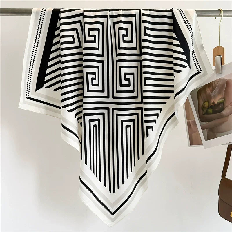 Multi-Colored Stripped Shaped Silk Scarf