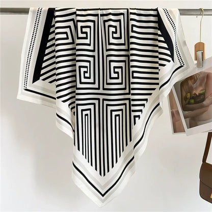 Multi-Colored Stripped Shaped Silk Scarf