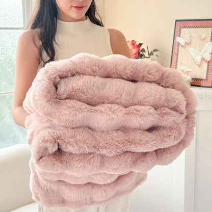 1 Piece Double-Layer Large Rabbit Fur High Quality Blanket