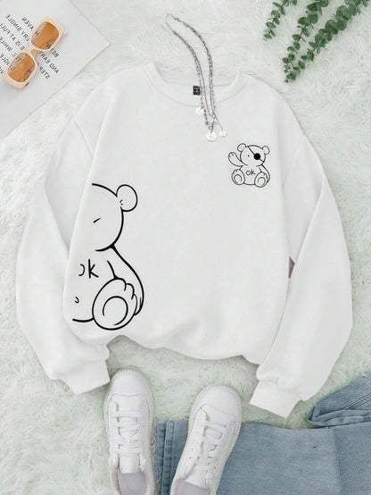 Kawaii Teddy Printed Sweatshirt