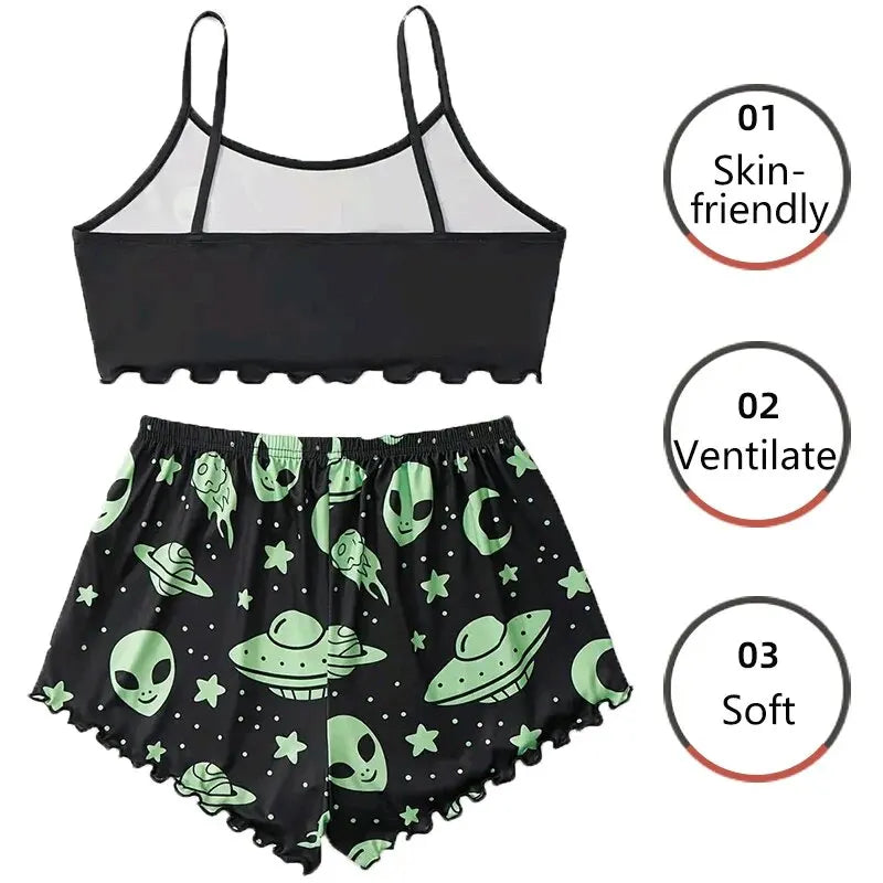 Camisole Comfy Alien Stars Pajama Set