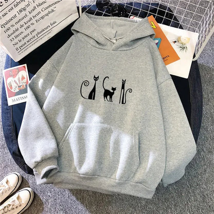 Cute Masketeers Cat Printed Hoodie