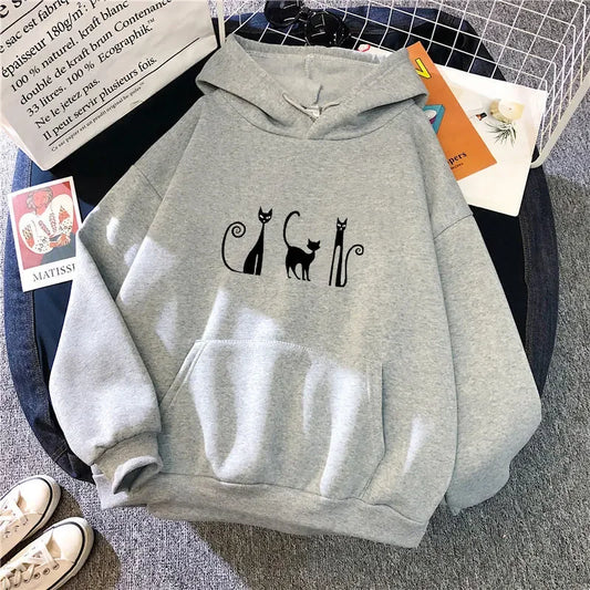 Cute Masketeers Cat Printed Hoodie