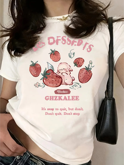 Strawberry Desert Rabbit Graphic T-Shirt