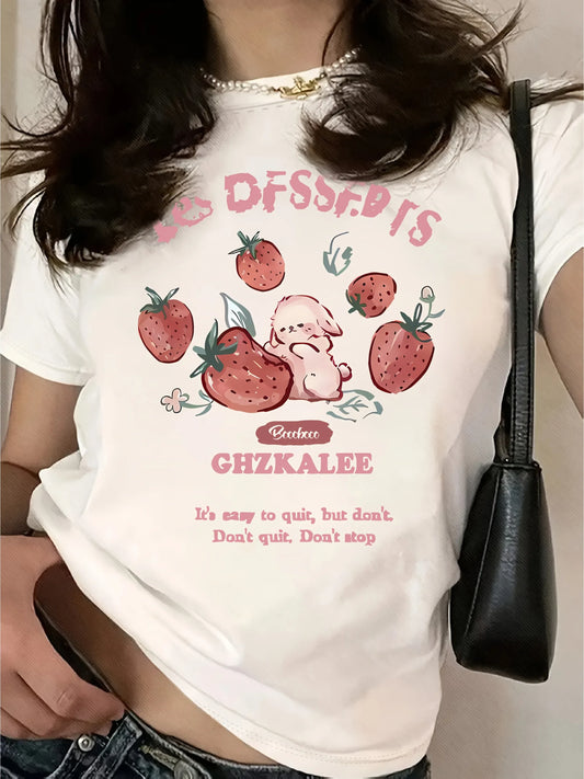 Strawberry Desert Rabbit Graphic T-Shirt