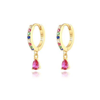 925 Sterling Colorful Multi-Styled/Color Small Round Drop Earrings