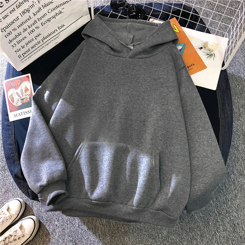 Autumn Winter Fleece Casual Solid Color Sweatshirt