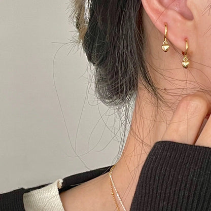 925 Hoop Heart Sterling Simple Earrings