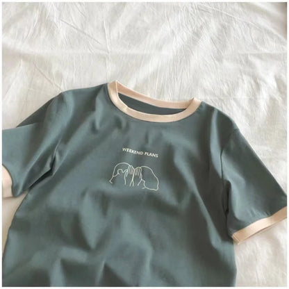 Cute Whisper Weekend Plan Graphic Printed T-shirt