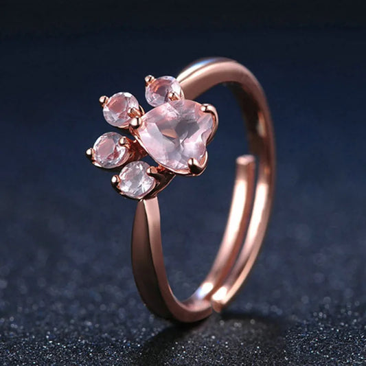 Small Cat Claw Rose Gold Crystal Ring