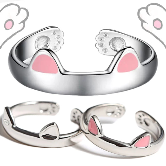 Cute Cat Ear Paw Finger Rings