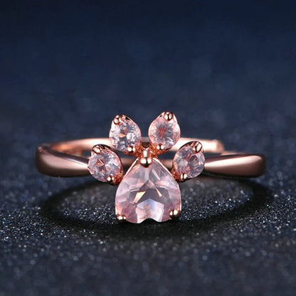 Small Cat Claw Rose Gold Crystal Ring